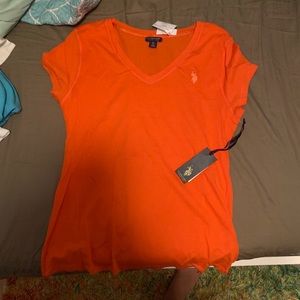 Womens V neck polo tee shirt